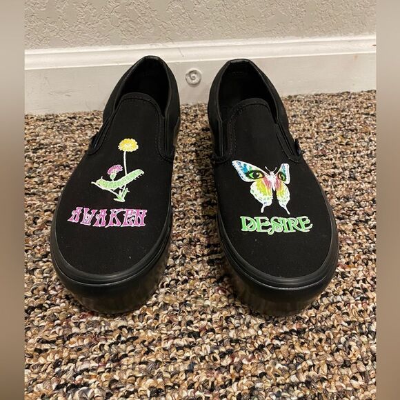NWOT Vans Black SlipOn Platform Awaken Desire Glow in the Dark  Men 9 women 10.5 main image 10